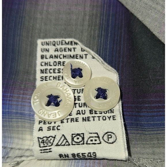 Tommy Bahama Jeans Mens Plaid Purple Black Button Up Long Sleeved Shirt XL Work - Picture 8 of 9